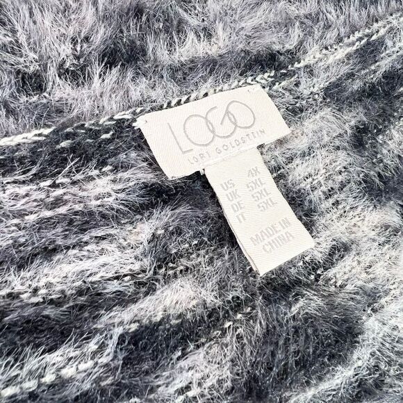 LOGO Lori Goldstein Eyelash Cardigan Womens 4X Open Front Pocketed Ribbed Trim - Picture 4 of 9
